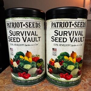 NEW 2 Pcs SURVIVAL SEED VAULT (100% HEIRLOOM, 20 VARIETIES) BY PATRIOT SEEDS